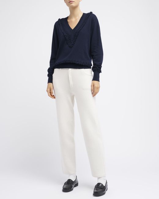 Barrie Blue Timeless V-neck Cashmere Jumper