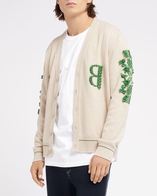 Barrie Natural 3d Logo V-neck Cashmere Cardigan for men