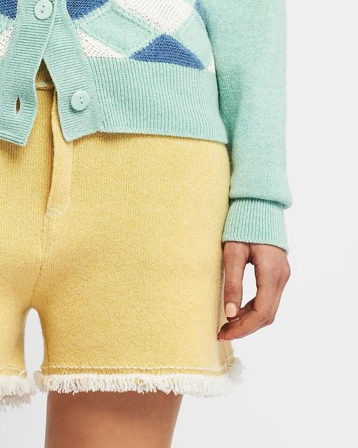 Barrie Natural Denim Fringed Cashmere And Cotton Shorts