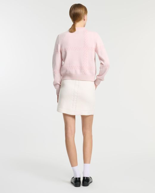 Barrie Pink Cashmere Cardigan With A Tartan Motif