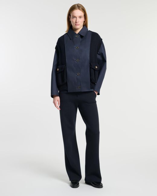 Barrie Blue Short Raincoat With Layered Cashmere Waistcoat for men