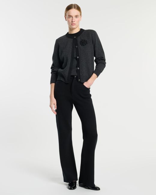 Barrie Black Marled Cashmere Cardigan With B Logo