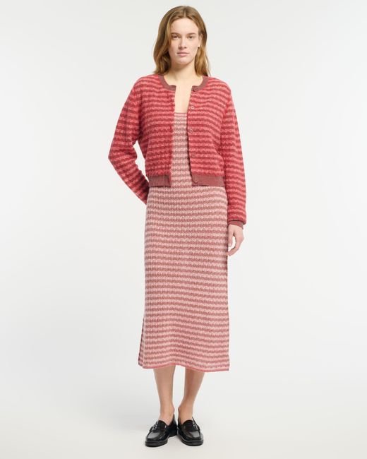Barrie Red Striped Cashmere Lace Cardigan