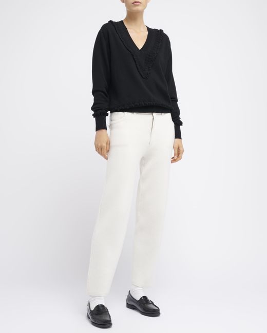 Barrie Black Timeless V-neck Cashmere Jumper