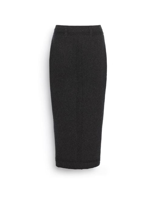Barrie Black Long Denim Skirt In Cashmere And Cotton