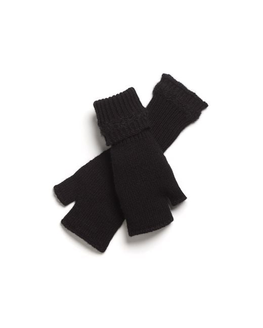 Barrie Black Shearling-effect Cashmere Fingerless Gloves