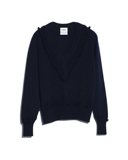 Barrie Blue Timeless V-neck Cashmere Jumper
