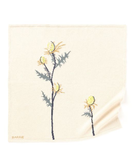 Barrie Natural Cashmere Scarf With Embossed Thistle Motif