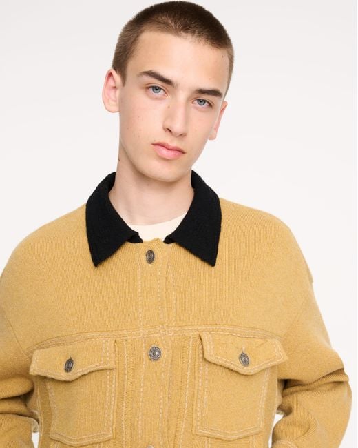 Barrie Natural Denim Oversized Cashmere And Cotton Jacket for men