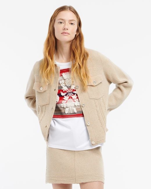 Barrie Natural Denim Patchwork Regular Cashmere And Cotton Jacket
