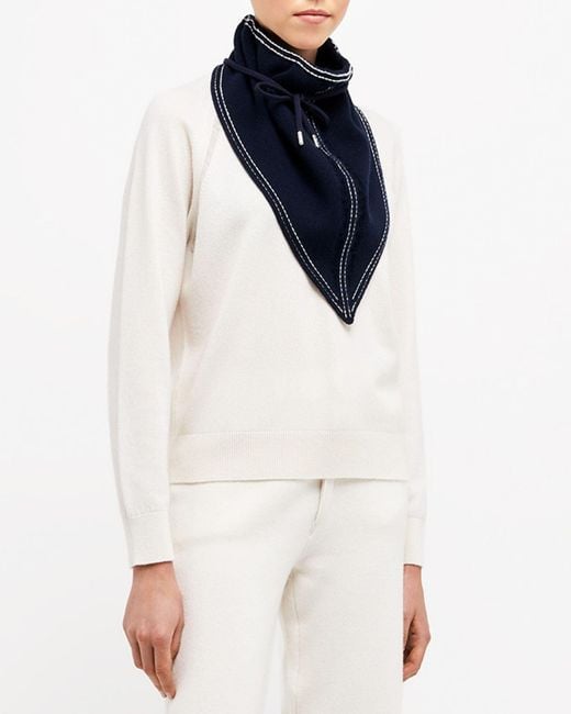 Barrie Blue Denim Cashmere And Cotton Foulard