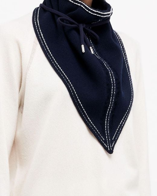 Barrie Blue Denim Cashmere And Cotton Foulard