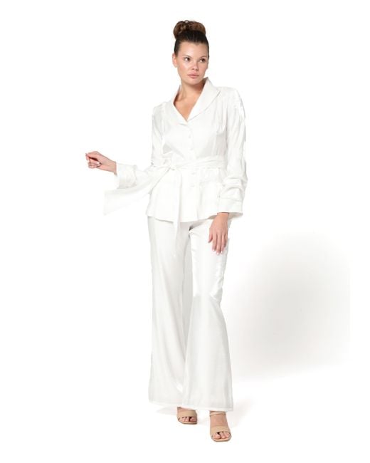Baruni White Querida Jacket-Pants Set