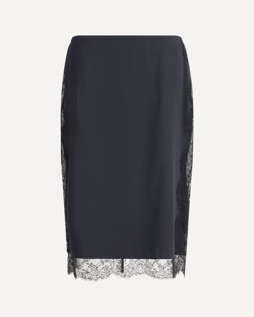 Tom Ford Blue Satin Skirt With Lace Details