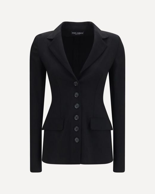 Dolce & Gabbana Black Stretch Wool Single Breasted Jacket