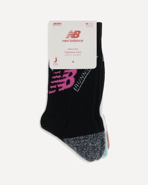 New Balance Black Active Graphic 3-Pack Short Socks