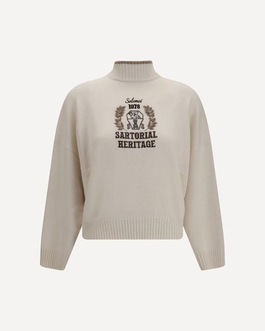 Brunello Cucinelli White High Neck Sweater
