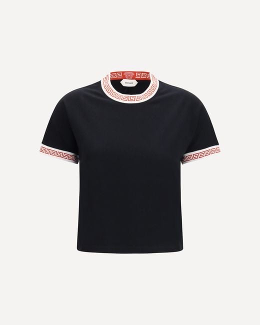 Versace Black T-Shirt With Greca Details