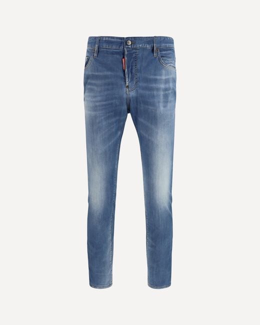 DSquared² Blue Cotton Jeans With Logo Application for men