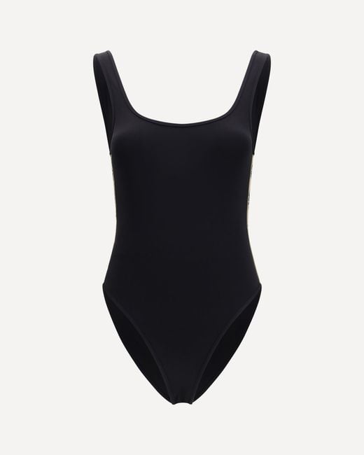 Burberry Black One-Piece Swimsuit With Check Trim
