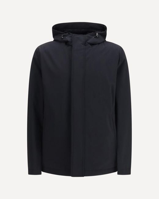 Herno Blue Water-Repellent Nylon Hooded Padded Jacket for men