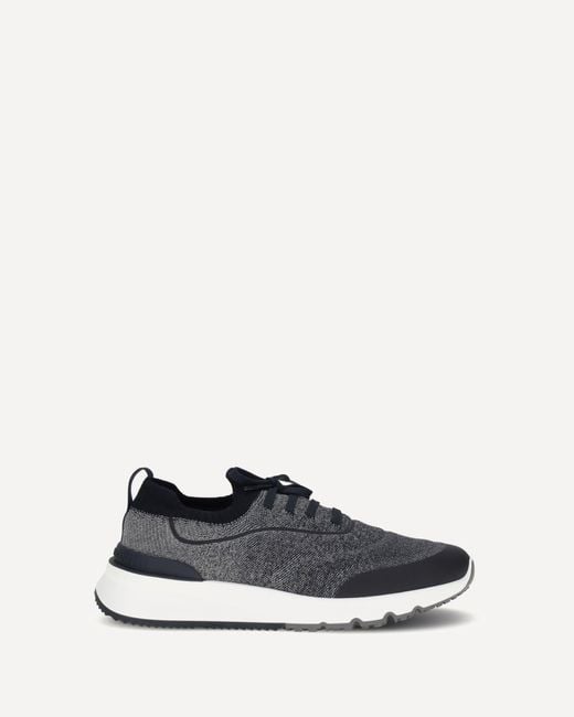 Brunello Cucinelli White Techno Cotton Knit Sneakers Runners for men