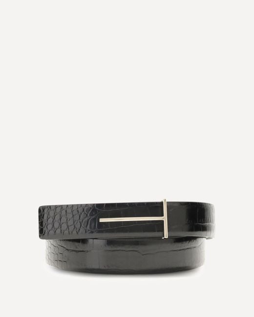 Tom Ford White Crocodile-Effect Belt