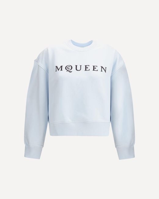 McQueen Blue Logo Printed Sweatshirt