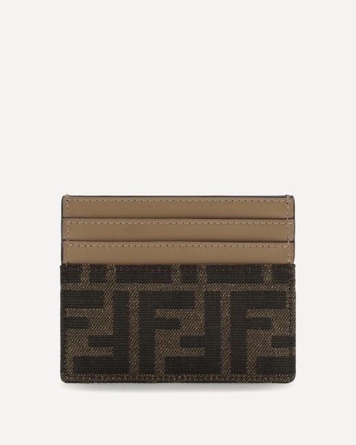 Fendi Brown Card Holder With Ff Jacquard Fabric