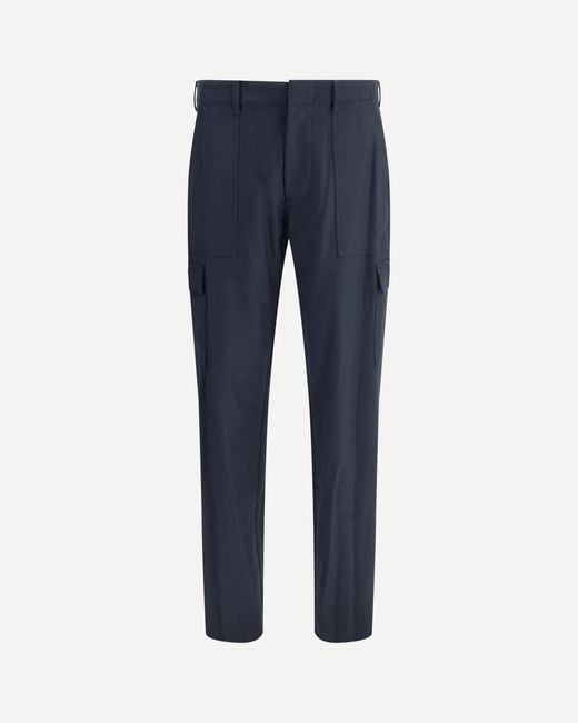 Etro Blue Flannel Cargo Pants for men