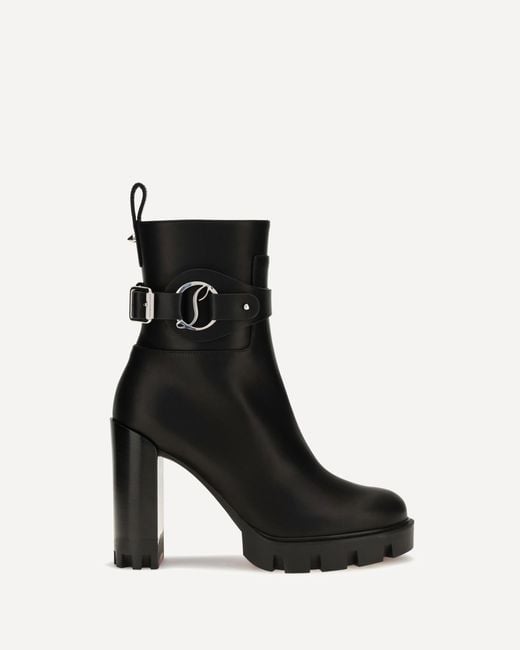 Christian Louboutin Black Dianouchette Lug Leather Ankle Boots