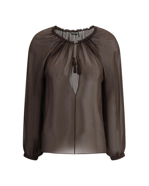 Blusa Georgette-Donna di Tom Ford in Brown