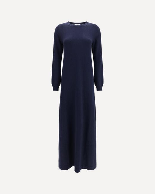 Malo Blue Long Cashmere Crewneck Dress