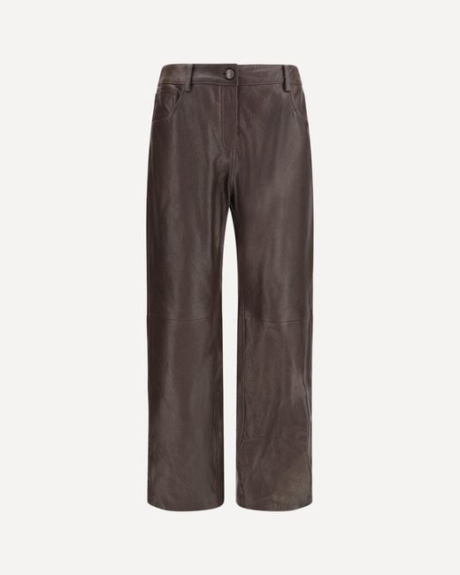 Magda Butrym Brown Straight-Leg Leather Pants