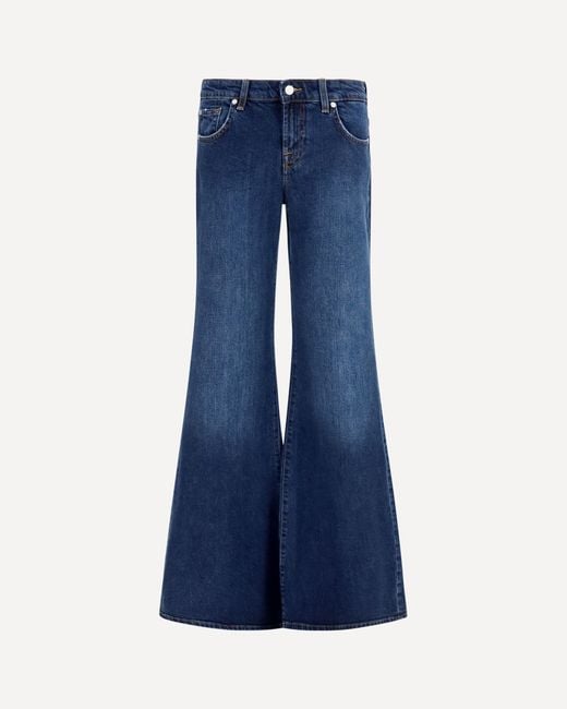 7FOR Blue Low-Rise Flared Jeans