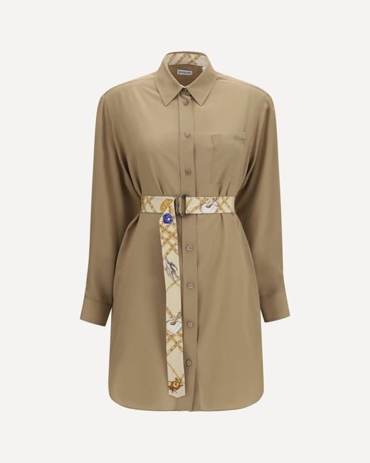 Burberry Natural Silk Crêpe De Chine Shirt Dress