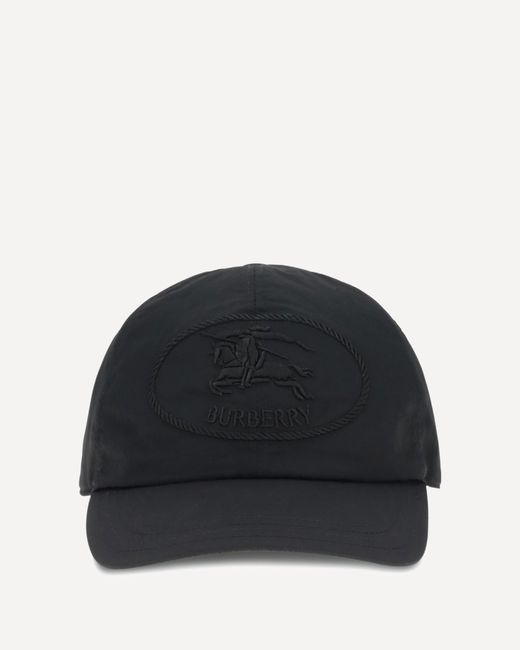 Burberry Black Knight Stamp Gabardine Baseball Cap for men