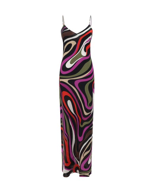 Emilio Pucci Multicolor Printed Silk Long Dress