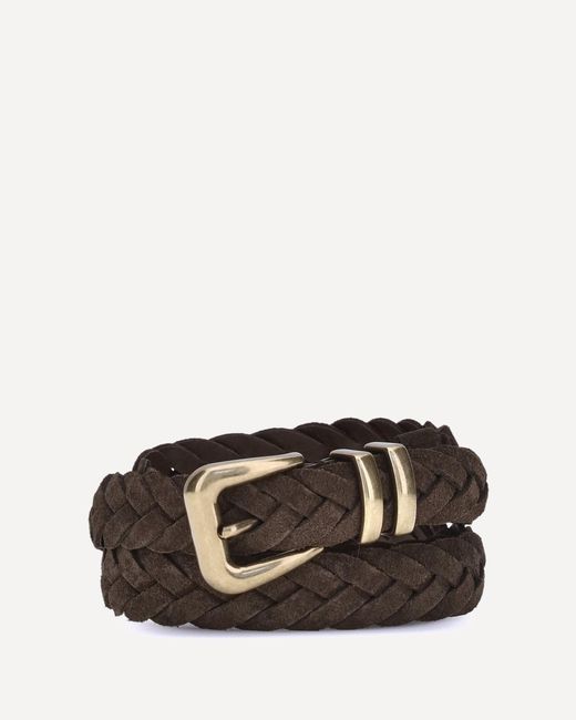 Brunello Cucinelli Black Leather Woven Belt for men