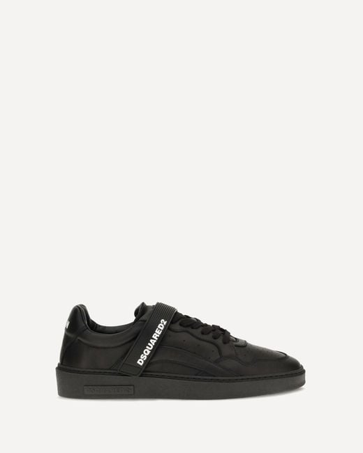DSquared² Black Leather Strap Sneakers for men
