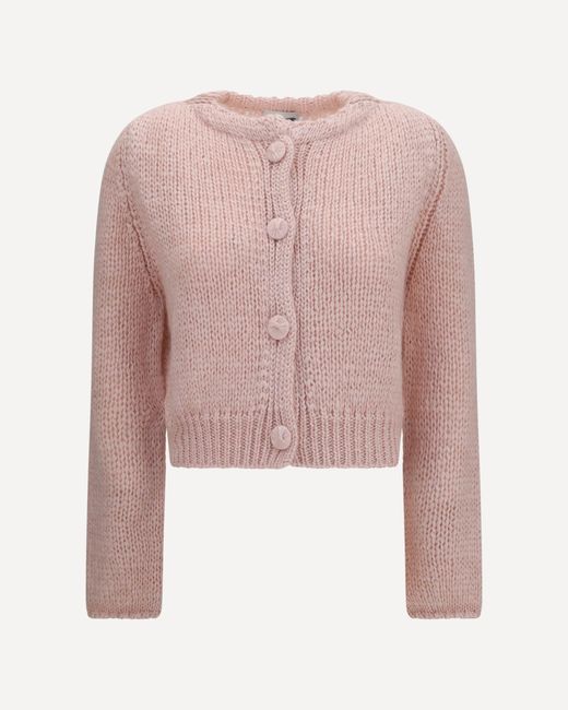 Forte_forte Pink Forte_Forte Chunky Knit Cardigan With Buttons