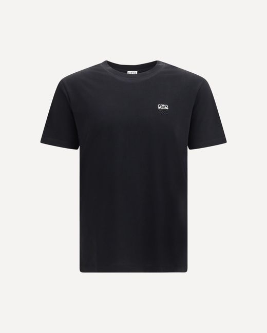 Loewe Black Cotton T-Shirt With Embroidered Logo for men