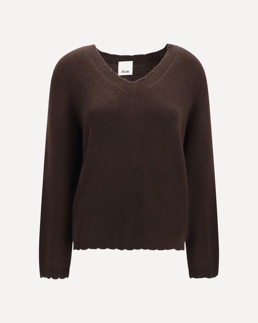 Allude Brown V Neck Sweater