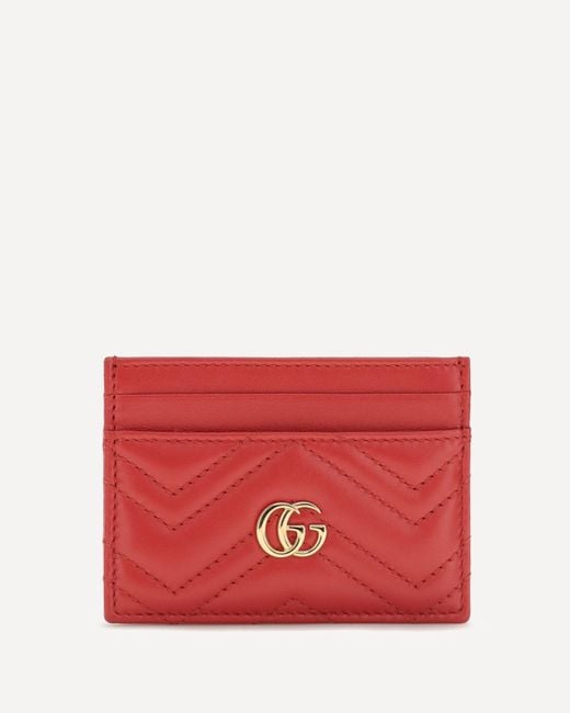 Gucci Red Gg Marmont Card Case