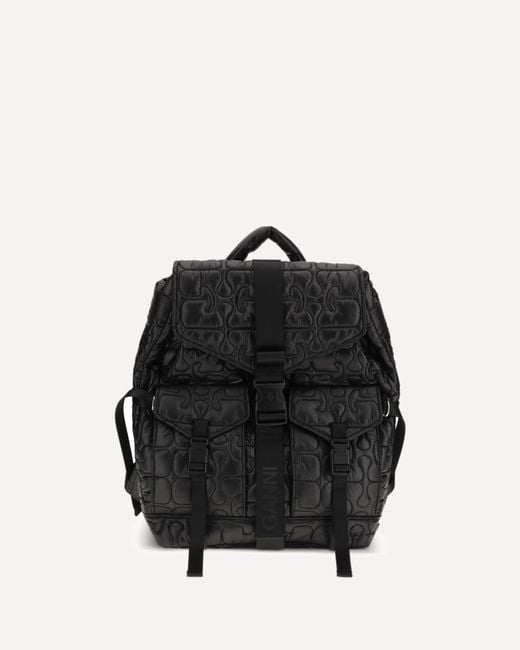 Ganni Black Quilted Backpack