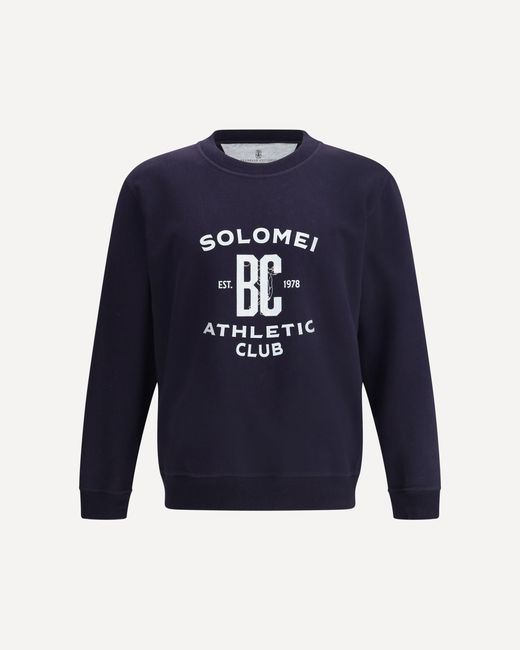 Brunello Cucinelli Blue Maxi Print Sweatshirt for men