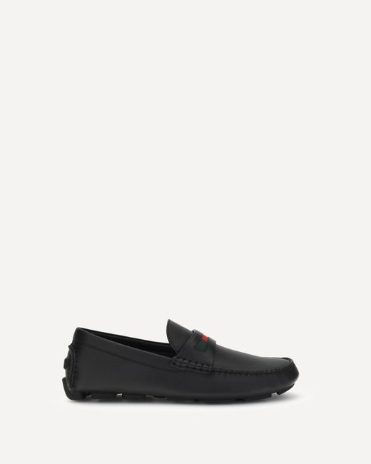 Gucci White Web Driver Loafers for men