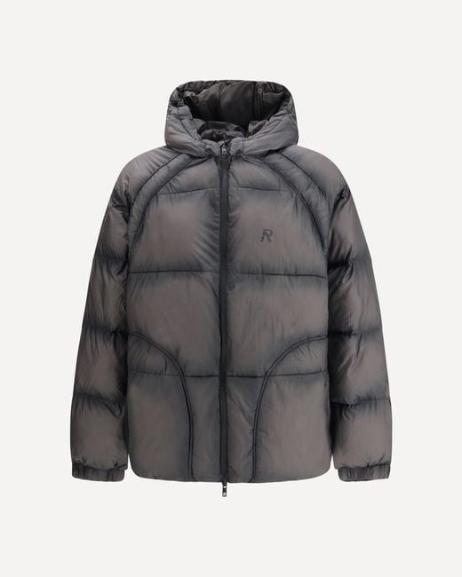 Represent Gray Hooded Nylon Puffer Jacket for men