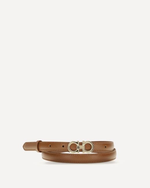 Ferragamo White Gancini Leather Belt
