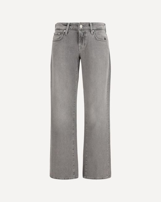 7FOR Gray Low-Rise Straight Jeans